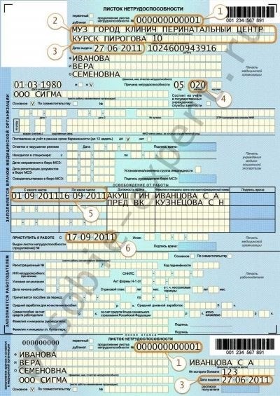 Порядок заполнения анкеты работника на больничный лист