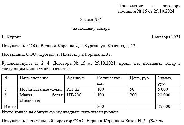 Форма служебной записки