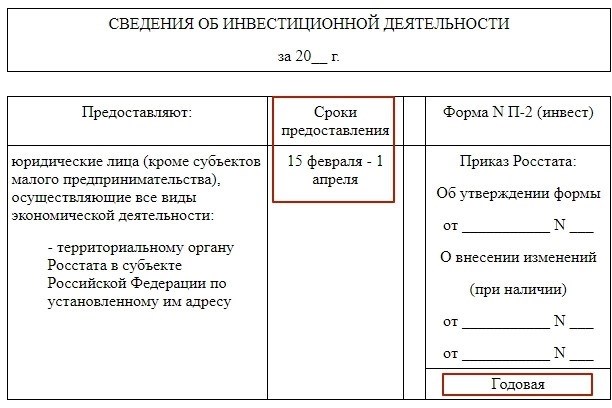 Состав и порядок заполнения П-2 (инвест)