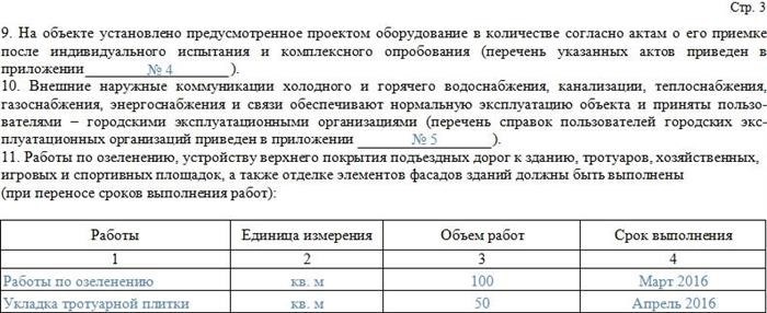 Акт приемки временно возведенного объекта в эксплуатацию